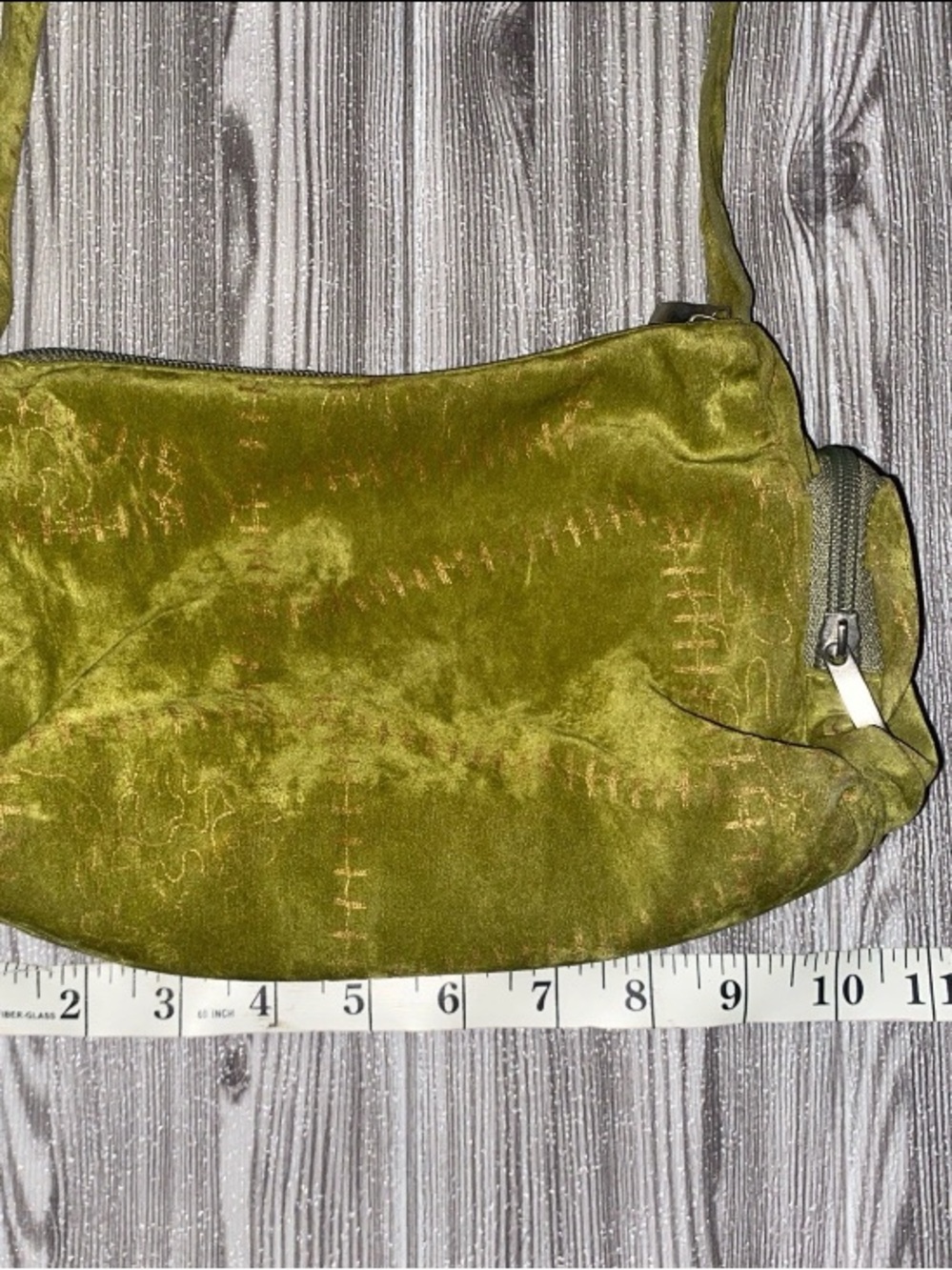Y2K Olive Green Velvet Shoulder Bag - Picture 4 of 5